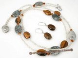 gnset017 Fashionable tiger's-eye oval gemstone jewelry set