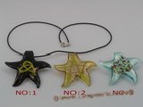 gpd003 10 pieces 60mm starfish-shape lampwork glass pendant