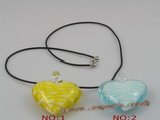 gpd014 10 pieces 40mm colourful heart chinese lampwork glass pendant