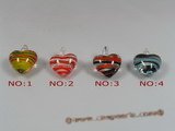 gpd045 wholesale 10pieces multi-color heart-shape lampwork pendant