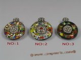 gpd048 40mm round lampwork glass pendant with 18KGP mountting