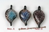 Gpd108 Ten pieces 28*45mm Leaf Millefiori Lampwork Glass Pendant Necklace
