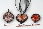 Gpd109 Colored Peach Millefiori Lampwork Glass Pendant Necklace