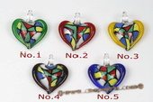 Gpd110 Wholesale Colored Heart Shape Millefiori Lampwork Glass Pendant Necklace