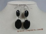 gse009 Handcrafted Sterling Silver black agate dangle earrings