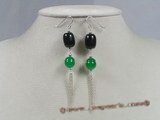 gse011 sterling dangling earrings with crystal and jade