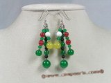 gse017 wholesale multi-color jade & agate dangle earrings with 925silver hook