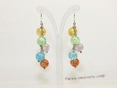 gse033 wholesale multi-color crystal beads pierce earrings with 925silver hook
