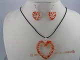 gset006 Charming  heart-shape color lampwork necklace Set