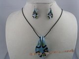 gset014 beautiful clipper-built lampwork necklace&earrings set
