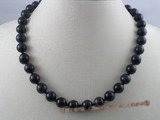 gsn001 Handcrafted 10mm roun blue sand stone beads encklace