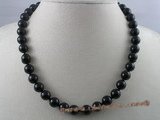 gsn006 Handcrafted 10mm black agate beads gem stone necklace
