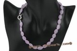 gsn013 10*13mm oval Purple Jade gemstone beads necklace