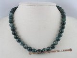 gsn016 10mm round moss agate gemstone beads necklace