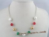gsn020  Style 10mm shell pearl and jade beads gem stone necklace