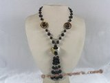 gsn036 gradual change lapis lazuli beads necklace with lampwork beads