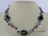 gsn073 smoky quartz with purple crystal single necklace jewelry