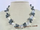 gsn077 Tear-drop Snowflake Obsidian gemstone necklace jewelry in wholesale