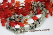 gsn127 Handmade 6-7mm Rice Pearl and Green Jade Twisted Necklace