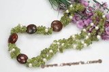 gsn134 Handmade peridot gemstone freshwater pearl Necklace