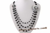 Gsn157 Stylist Hand Carfted Gradual Black Agate Layer Necklace