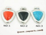 gsp019 30mm Triangle Gemstone silver plated framed pendant