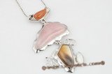 gsp092 Large Red agate, rose quartz & shell gemstone pendant online