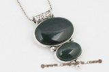 gsp095 Fabulous black agate silver plated double gemstone pendant