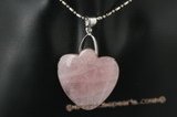 gsp108 30mm Heart Shape Rose Quartz Pendant Necklace
