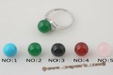 Gsr001 Sterling Silver Ring 10mm round green jade beads.US SIZE 7