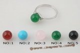 Gsr006 Sterling silver gemstone engagement rings with 8mm green jade,US size7