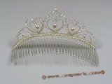 hj005 Gorgeous heart design pearl & crystal costume Bridal Comb