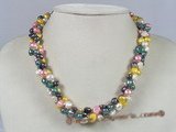 hn002 6-7mm muti-colour double shiny pearl Holiday necklace