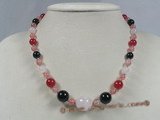 hn004 multicolor gemstone and black agate christmas necklace