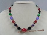 hn005 multicolor jade and black agate christmas necklace