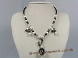 HN006 pearl and smoky quartz beads holiday's neckalce