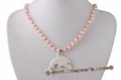 Ipn018 Fashion Pink Coral and Shell Pendant Princess Necklace