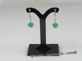 Je002 one pairs silver plated faceted green Jade Drop earrings --summer collection