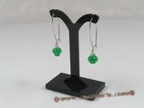 Je007 Five pairs Green Jade arched wire dangle earrings--summer collection