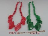 jn004 wholesale gradual change leaf shape jasper beads necklace