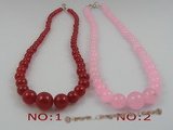 jn005 wholesale gradual change round jade beads necklace