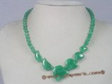 jn012 wholesale green peach shape jade beads necklace
