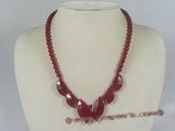 jn017 6mm red leaft shape jasper beads necklace wholesale