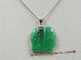 Jp011 Sterling Silver  elephant design green Jade pendant