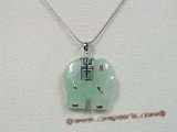 Jp012 Sterling Silver elephant design light green Jade pendant