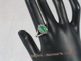 jr001 silver plated Green jade ring,us size 7--summer collection