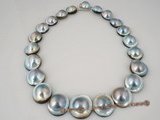 mbpn007 15-16mm Grey mabe pearl necklace with 925silver magnetic clasp