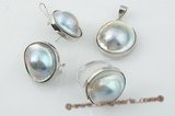 mbpnset005 wholesale 21-22mm A grade mabe pearl 925silver pendant pendant, ring& earring set