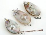 mbpp013 Hand wrapped plated silver oval shape mabe pearl pendant in wholesale