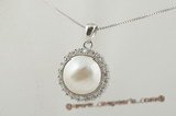 mbpp019 A Grade 14-15mm white round mabe pearl pendant in sterling silver